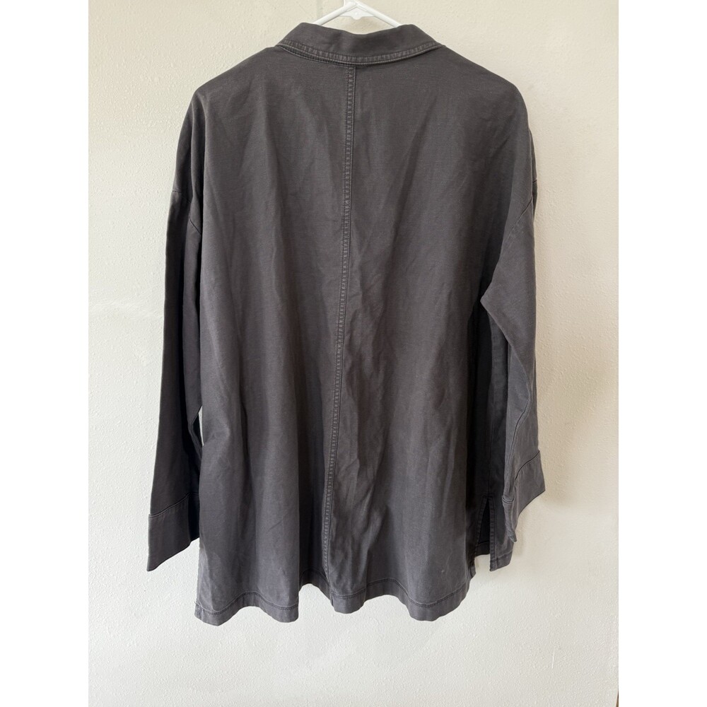 Eileen Fisher Oversized Organic Cotton Hemp Utility Jacket Charcoal Gray Large L - Picture 7 of 7